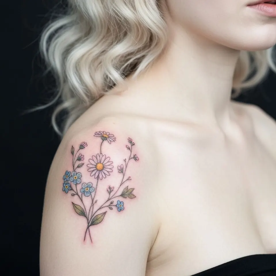 Flores Delicadas — tatuagem em estilo floral
